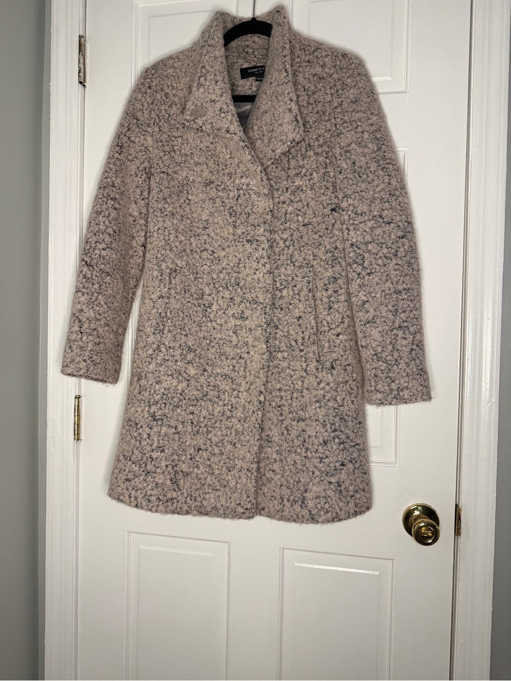 Kenneth Cole Bouclé Pea Coat in Taupe